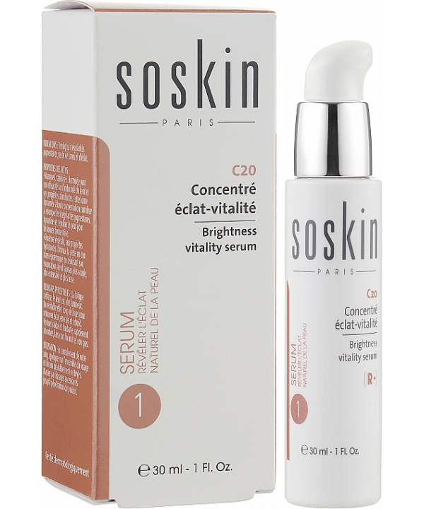 Гель для обличчя «Енергія та Сяяння» з вітаміном С Soskin Brightness-vitality serum 30mL